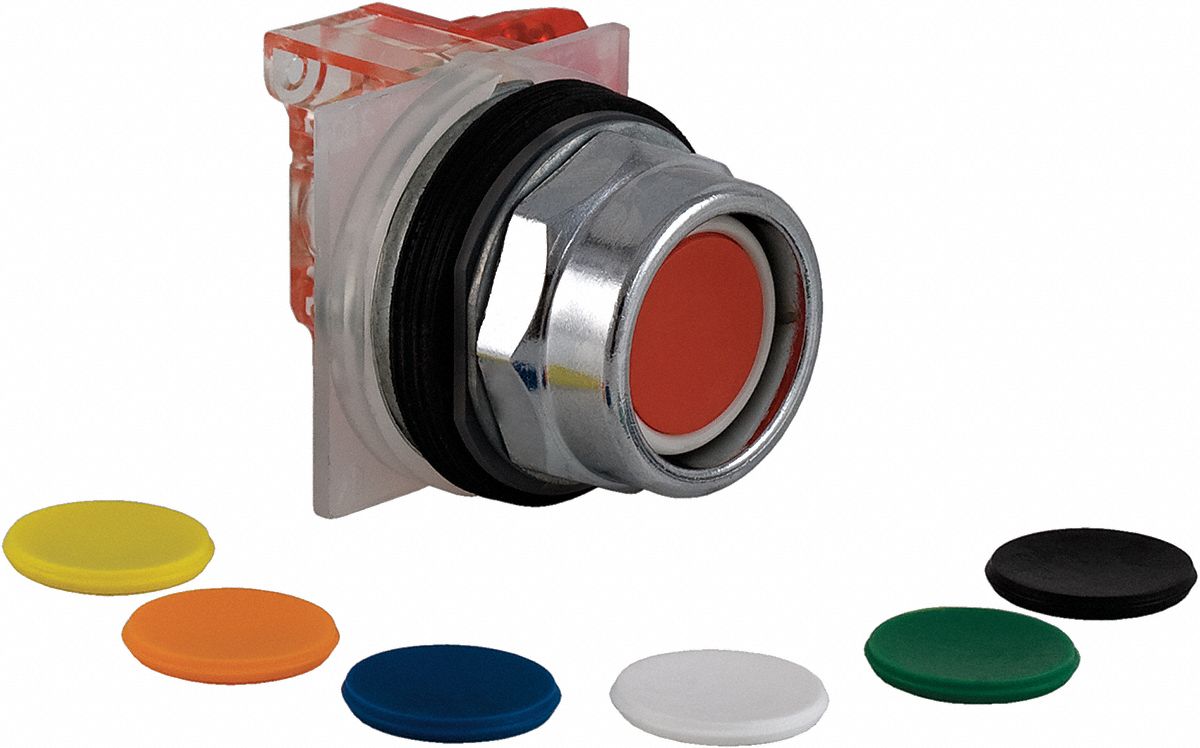 Pushbtn, Non-ill., 7Col, 30mm, 1NO, Guard