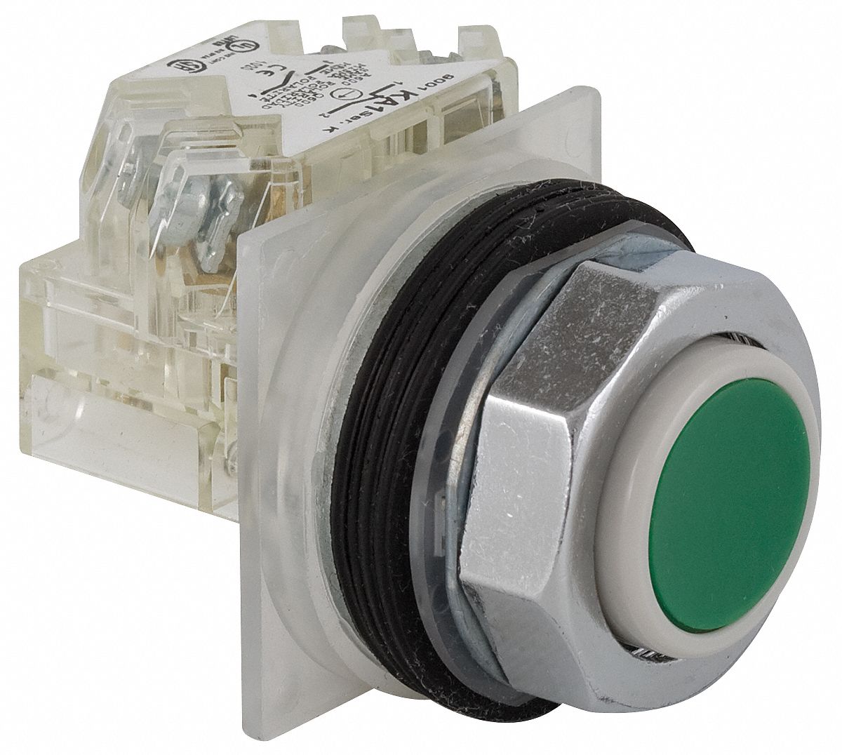 Pushbtn, Non-ill., GR, 30mm, 1NC, No Guard