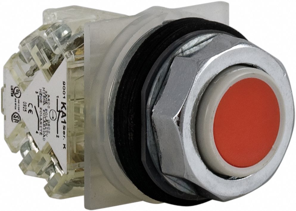 Pushbtn, Non-ill., RD, 30mm, 1NO/1NC, No Grd