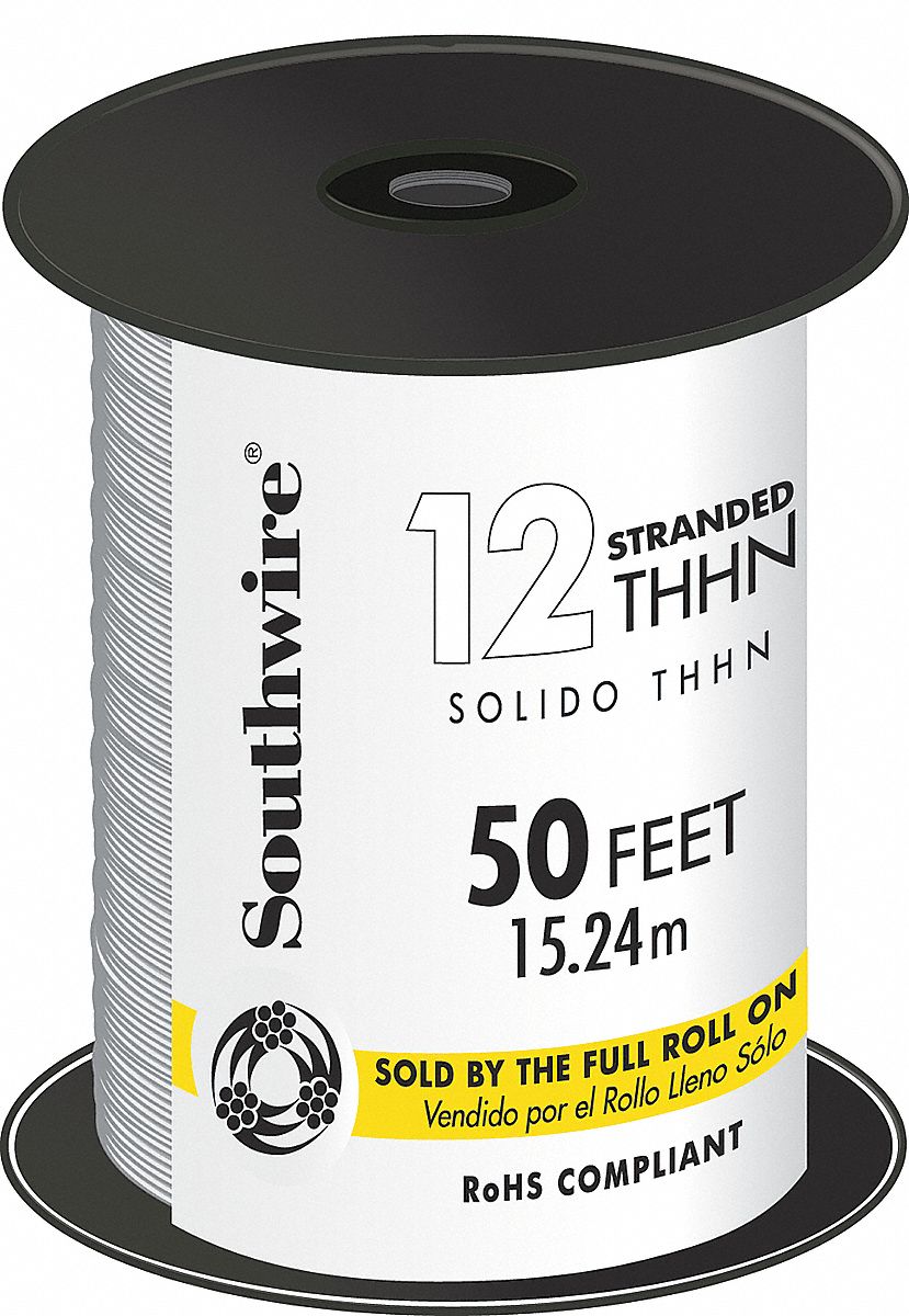 Building Wire, Stranded, 12AWG, 0.128, White
