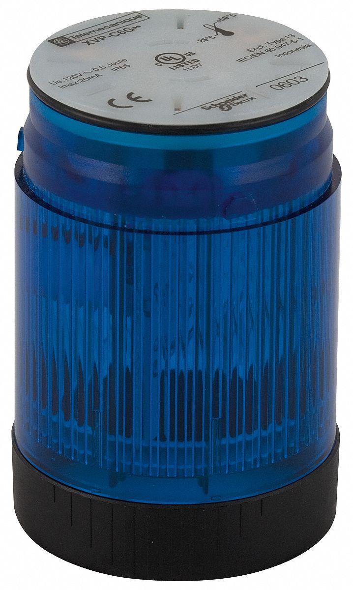 Tower Light, Flashing, 120V, 50mm, Blu