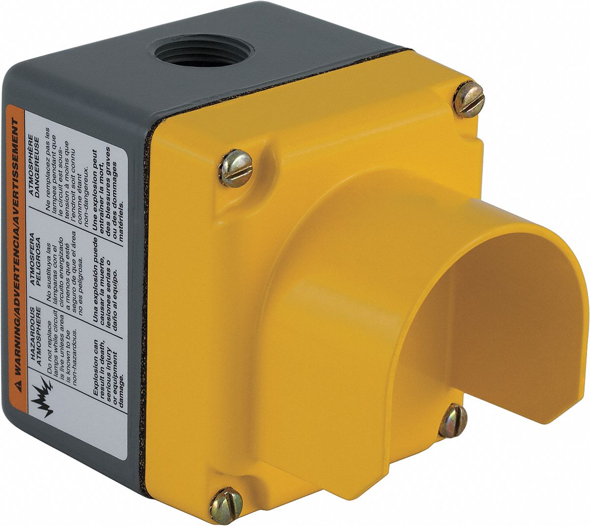 Push Button Encl, 1Col, 1Hole, 30mm, GY/YEL