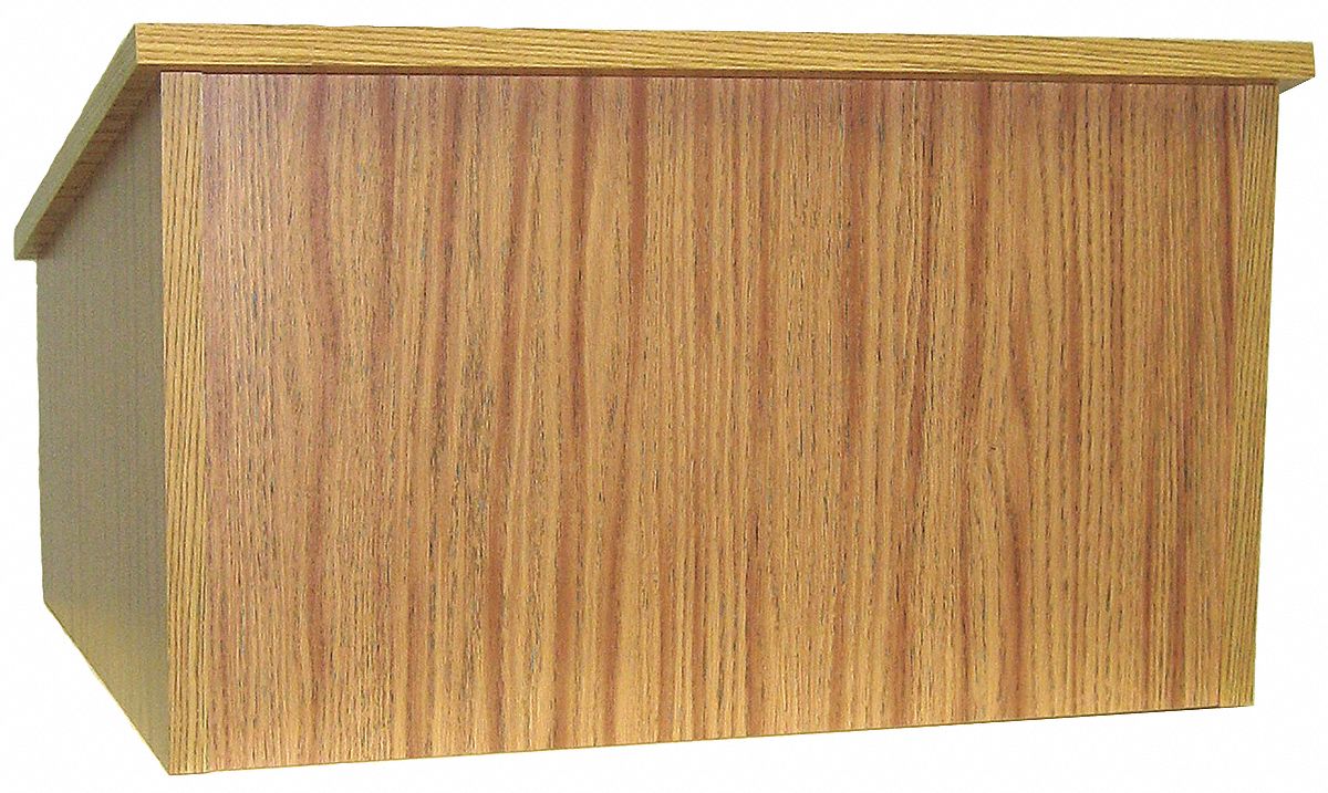 Lectern, Tabletop, Non-Sound, Med Oak, 14 H