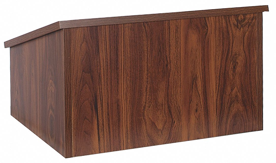 Lectern, Tabletop, Non-Sound, Walnut, 14 H