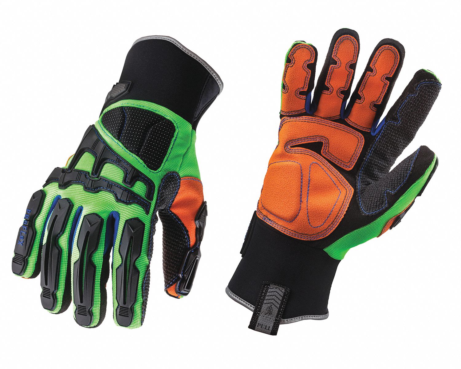 Anti-Vibration Gloves, M, Lime/Blk/Orng, PR