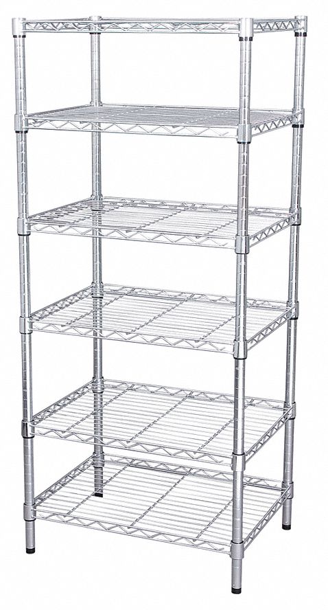 Wire Shelving, 63x60x18, 6 Shelf, Chrome