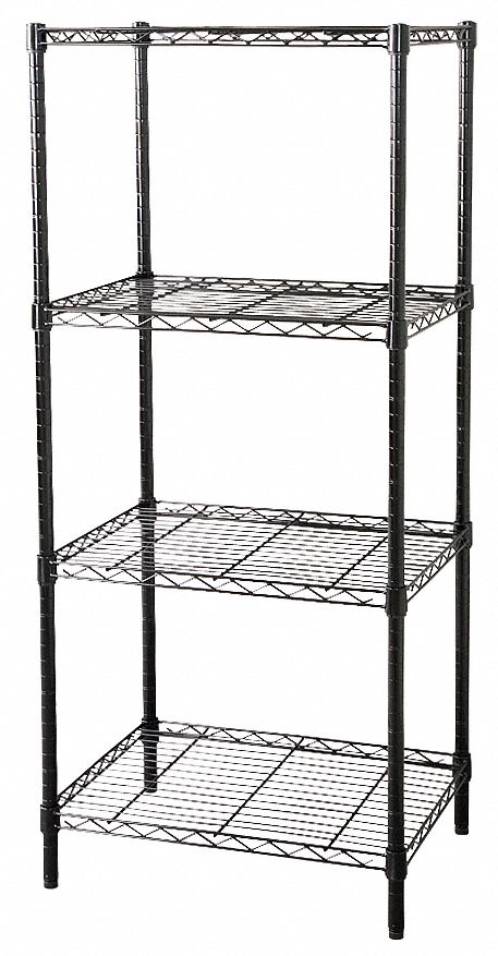 Wire Shelving, 63x60x18, 4 Shelf, Black