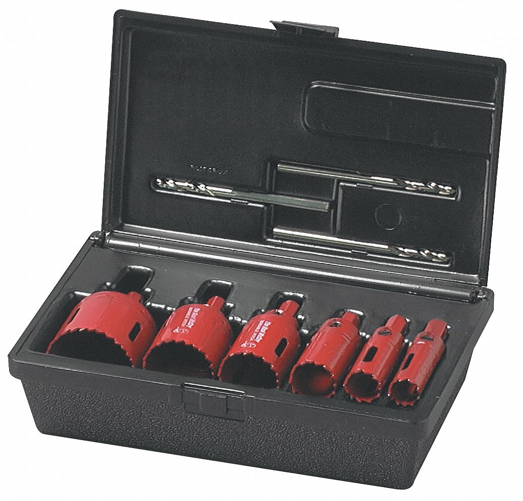 Hole Saw Kit, Plumbers, W/Arbor, 9 Pc