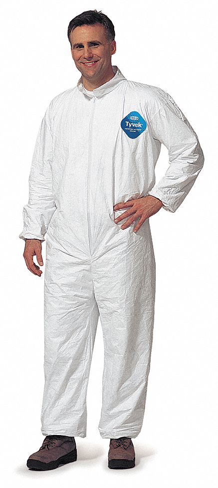 Collared Tyvek(R), White, Elastic, XL, PK 25