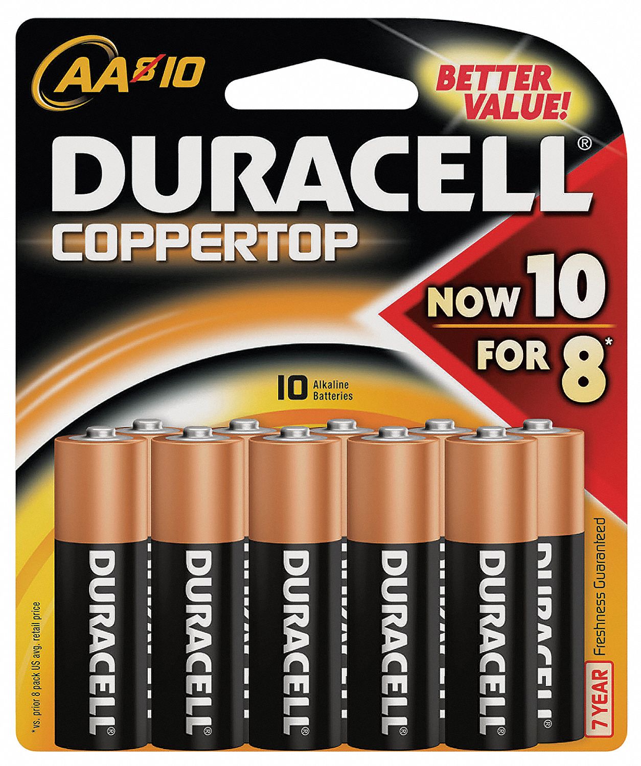 Battery, AA, Alkaline, PK 10