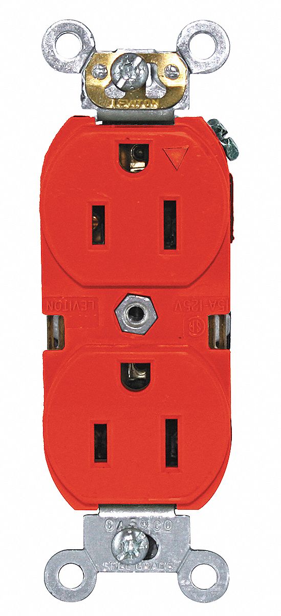 Iso.Grnd Receptacle, IndGrade, 5-15R, Red