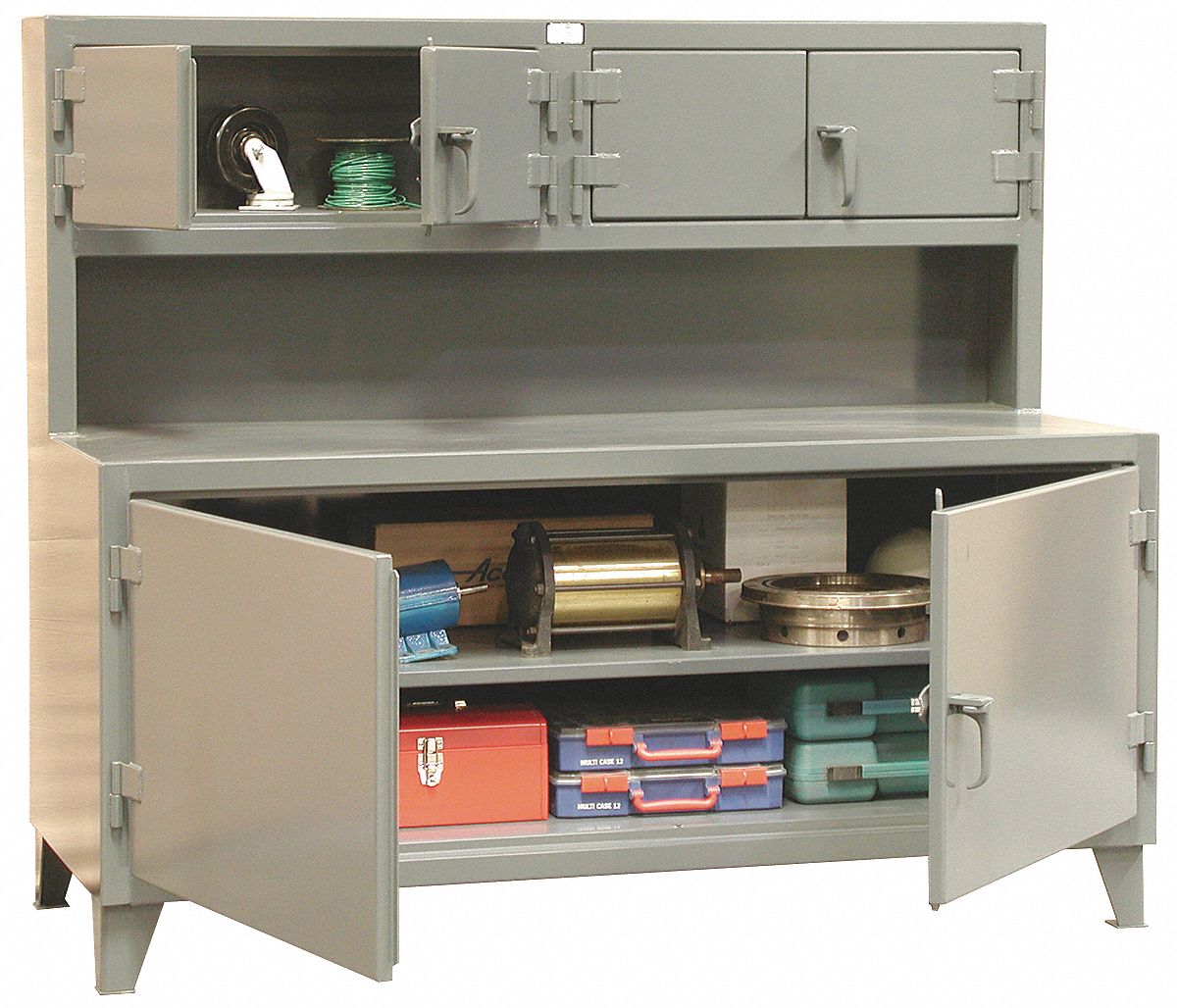 Cabinet Workstation, Steel Top, W 72, H 62