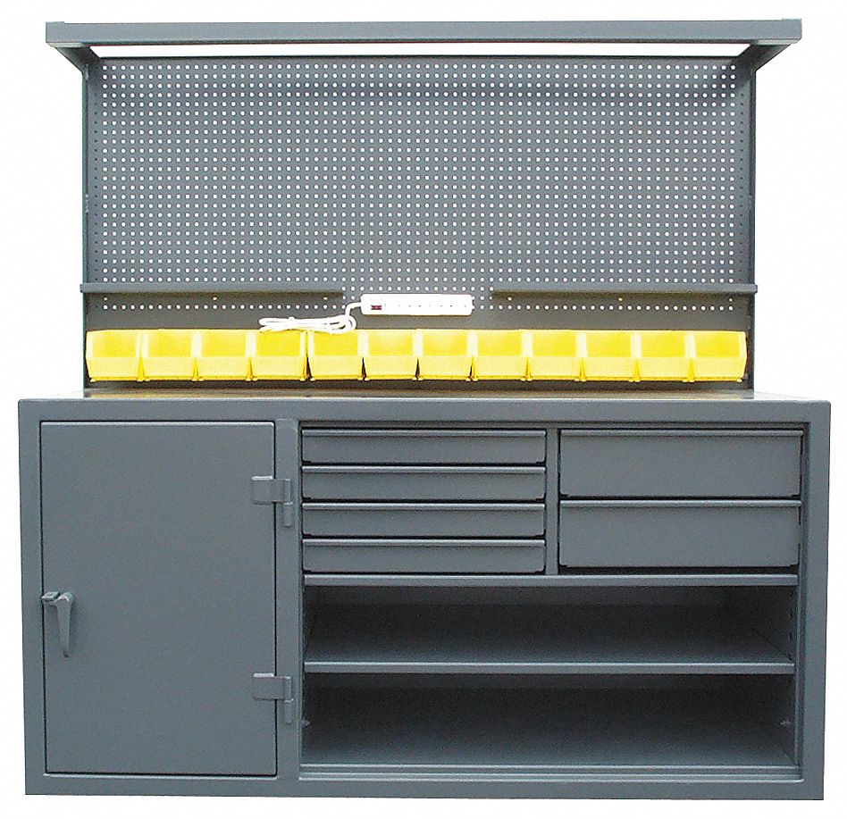 Cabinet Workstation, Steel Top, W 72, H 72