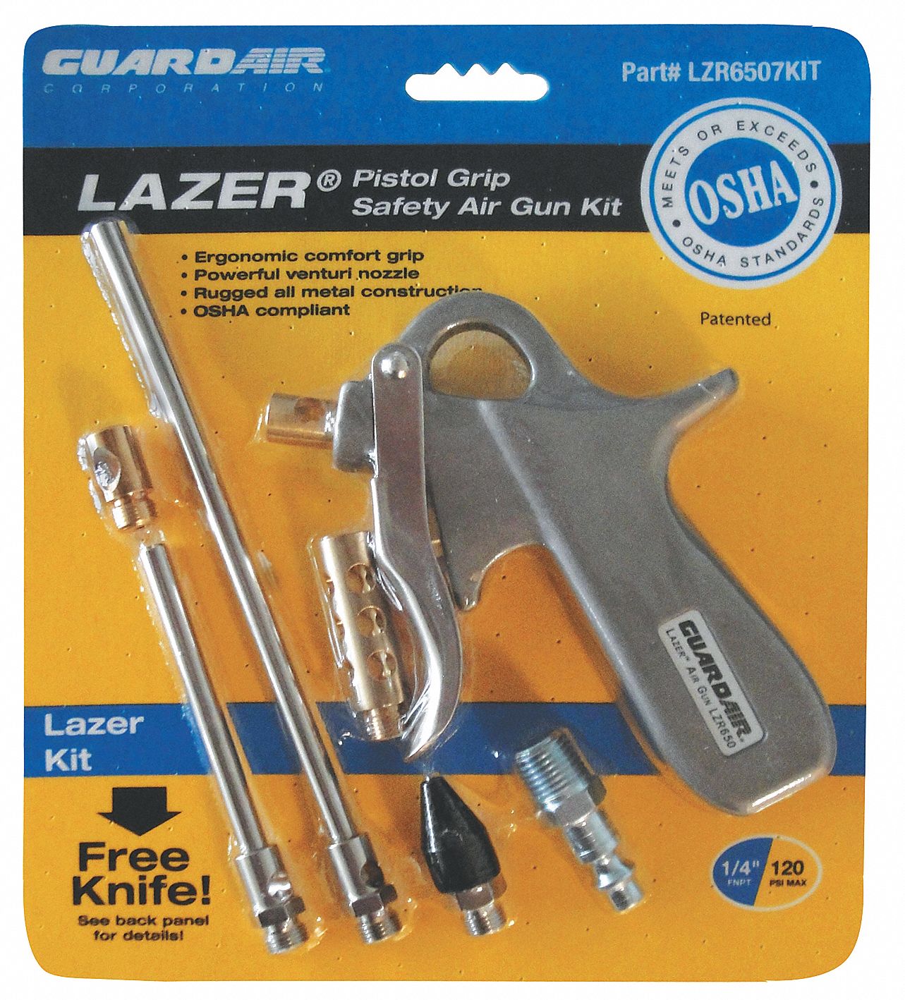 Air Gun Kit, Chrome, 120 psi, 8 scfm