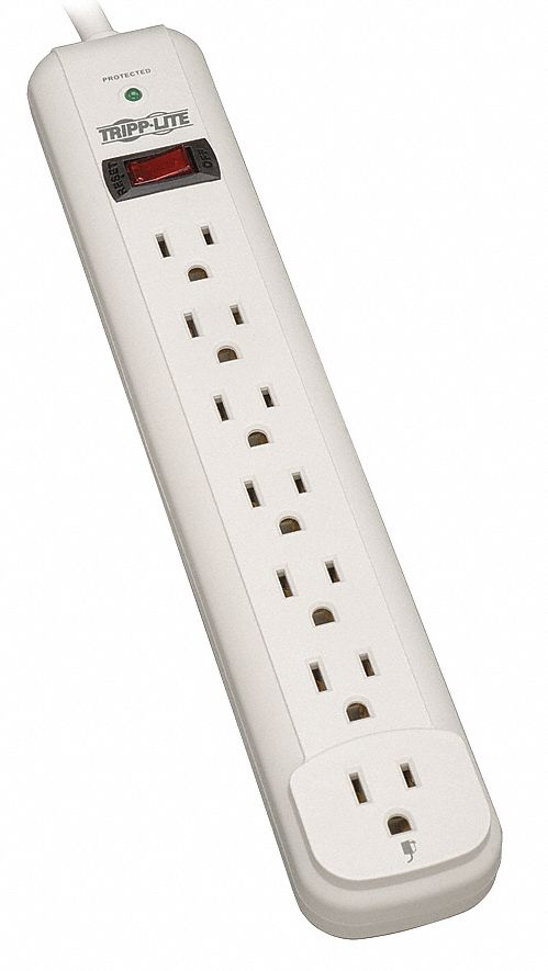 Surge, 7 Outlet, 6 Ft Cord, LED