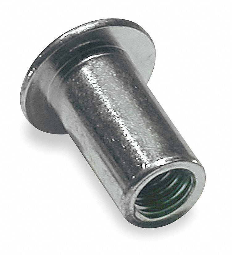 Rivet Nut, Flanged, Zinc, 8-32 x0.500, Pk 50