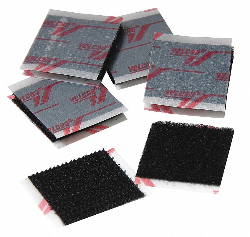Hook Loop Set, 1Inx1In, Black, PK50