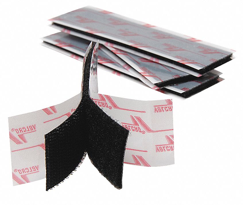 Hook Loop Set, 1Inx4In, Black, PK50