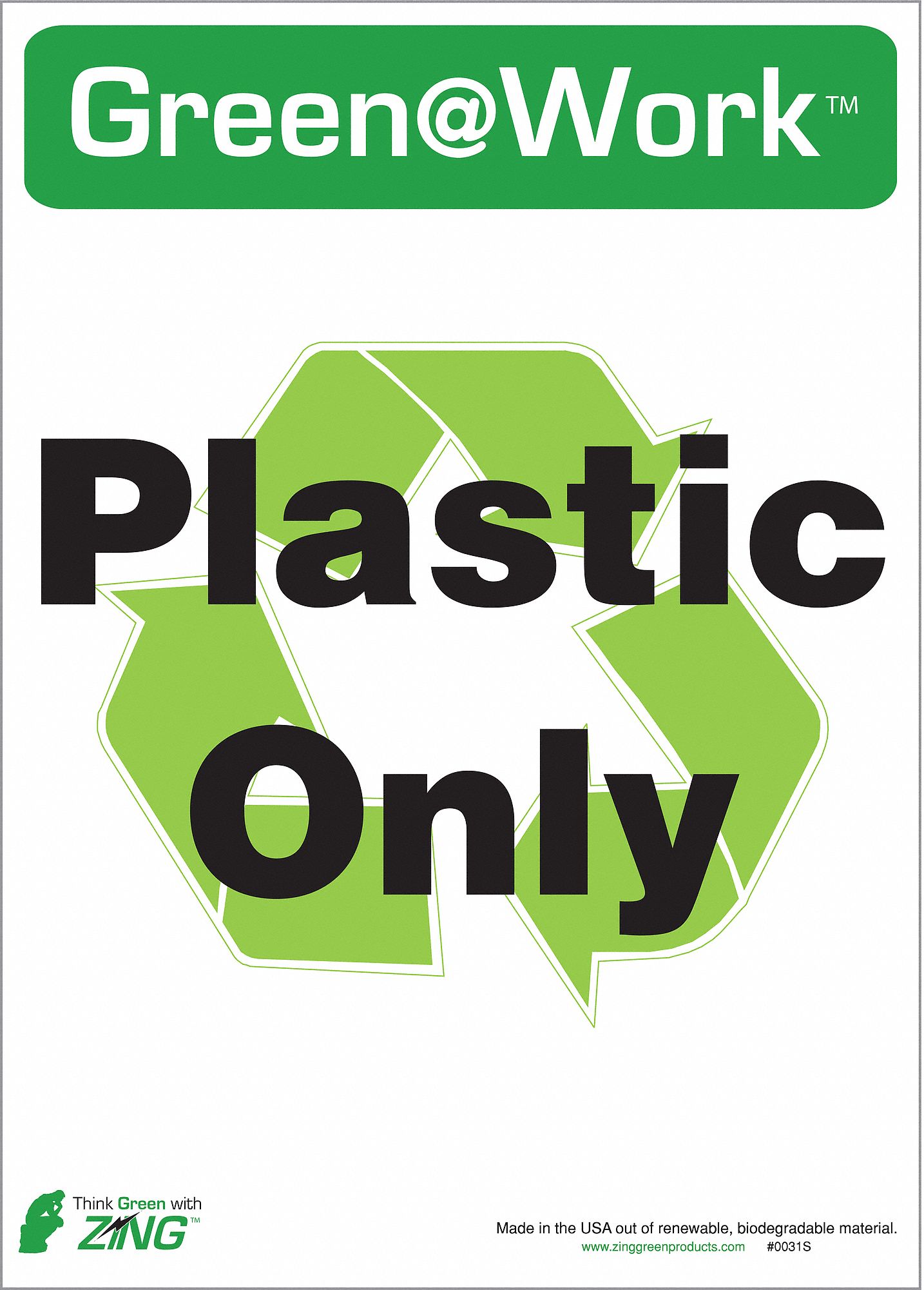 Recycle Label, Plastic Only, PK 5