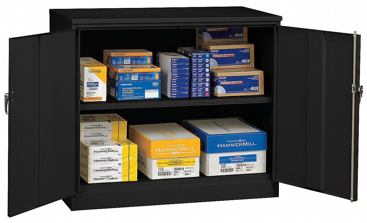 Counter Height Storage Cabinet, Black