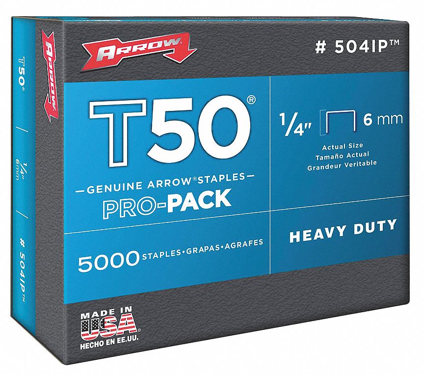 Staples, T50, 3/8x1/4 In L, PK 5000