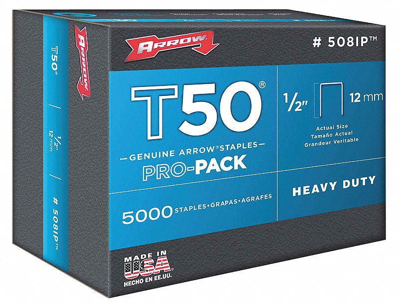 Staples, T50, 3/8x1/2 In L, PK 5000