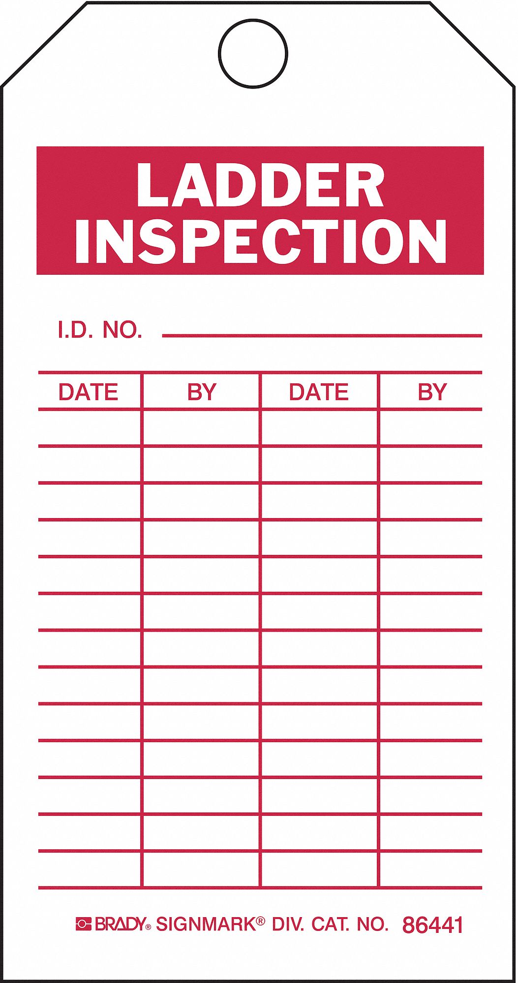 Lad Inspection Tag, 5-3/4 x 3 In, Brs, PK10