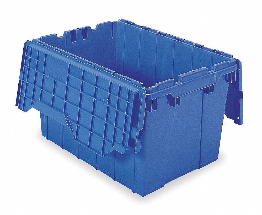 Container, Attached Lid, 17 gal., Blue