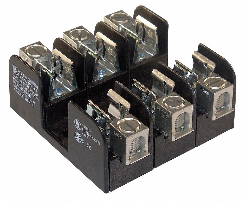 Fuse Holder, 30A AC, 250V, 3 Pole, Molded