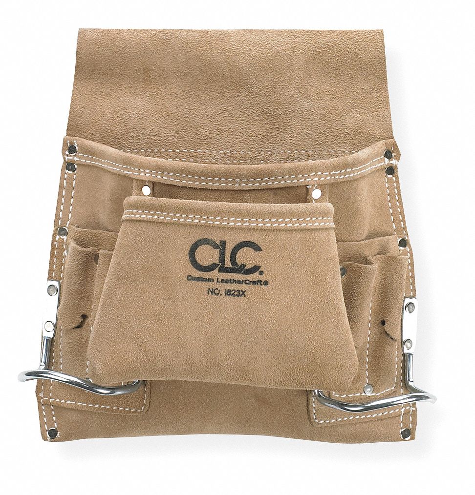 Nail/Tool Bag, 8 Pocket, Tan Suede