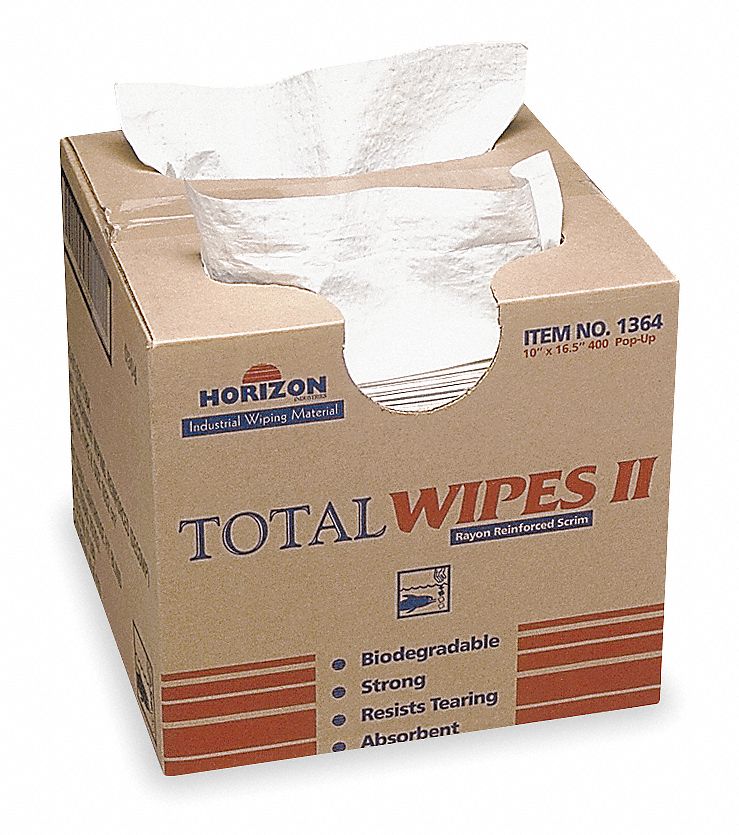 Disposble Wipes, 10 In x 16-1/2 In, PK 400