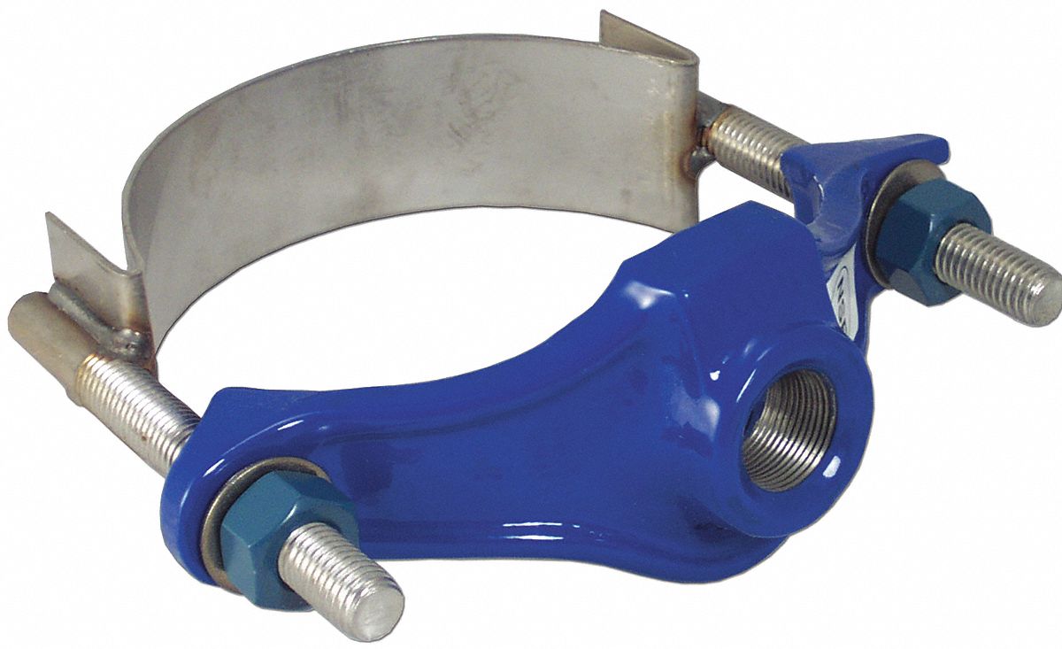 Service Saddle, Iron, 4 In Pipe, 3/4 In Out
