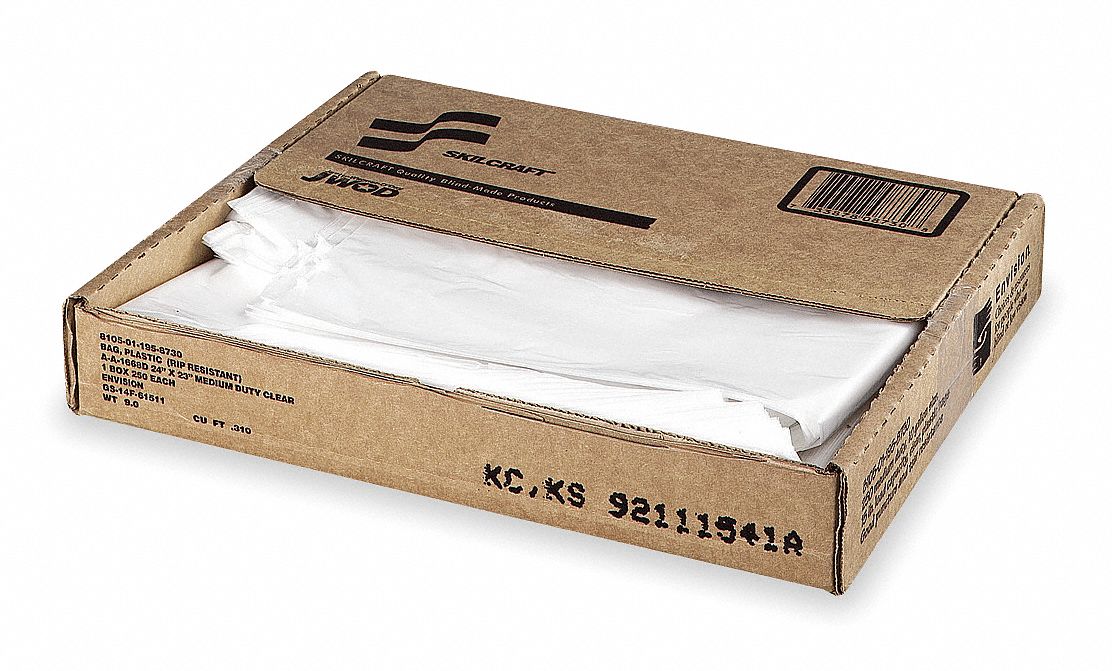 Liner, 33 Gal., Clear, HDPE, PK250