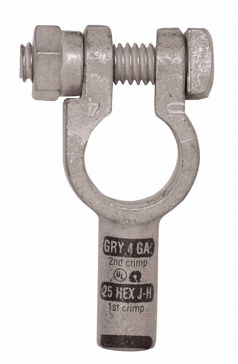 Wire Terminal, Universal, Crimp, 4 AWG