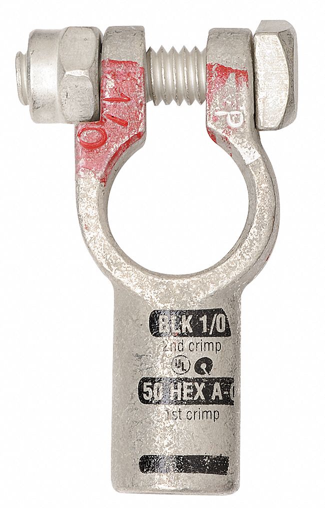 Wire Terminal, Positive, Crimp, 1/0 AWG