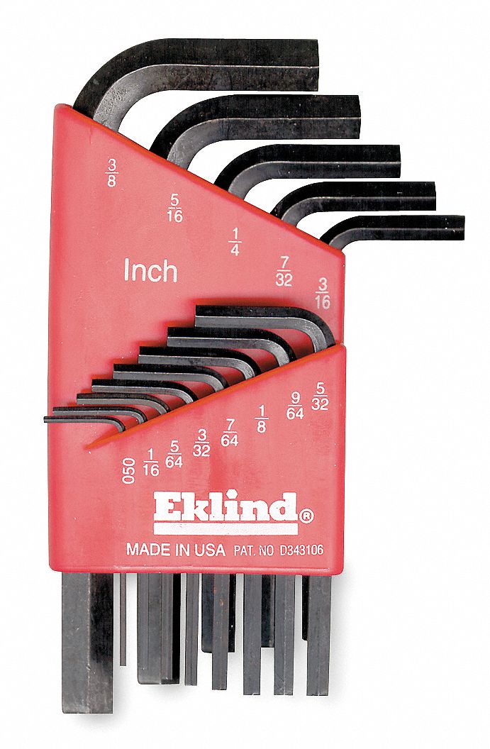 Hex Key Set, 0.050 - 3/8 In., L-Shaped
