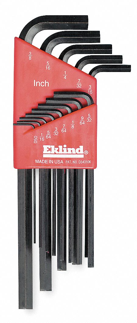 Hex Key Set, 0.050 - 3/8 In., L-Shaped
