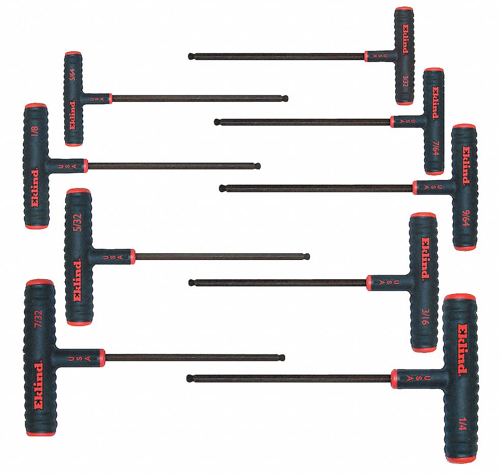 Ball End Hex Key Set, 5/64 - 1/4 In., Long