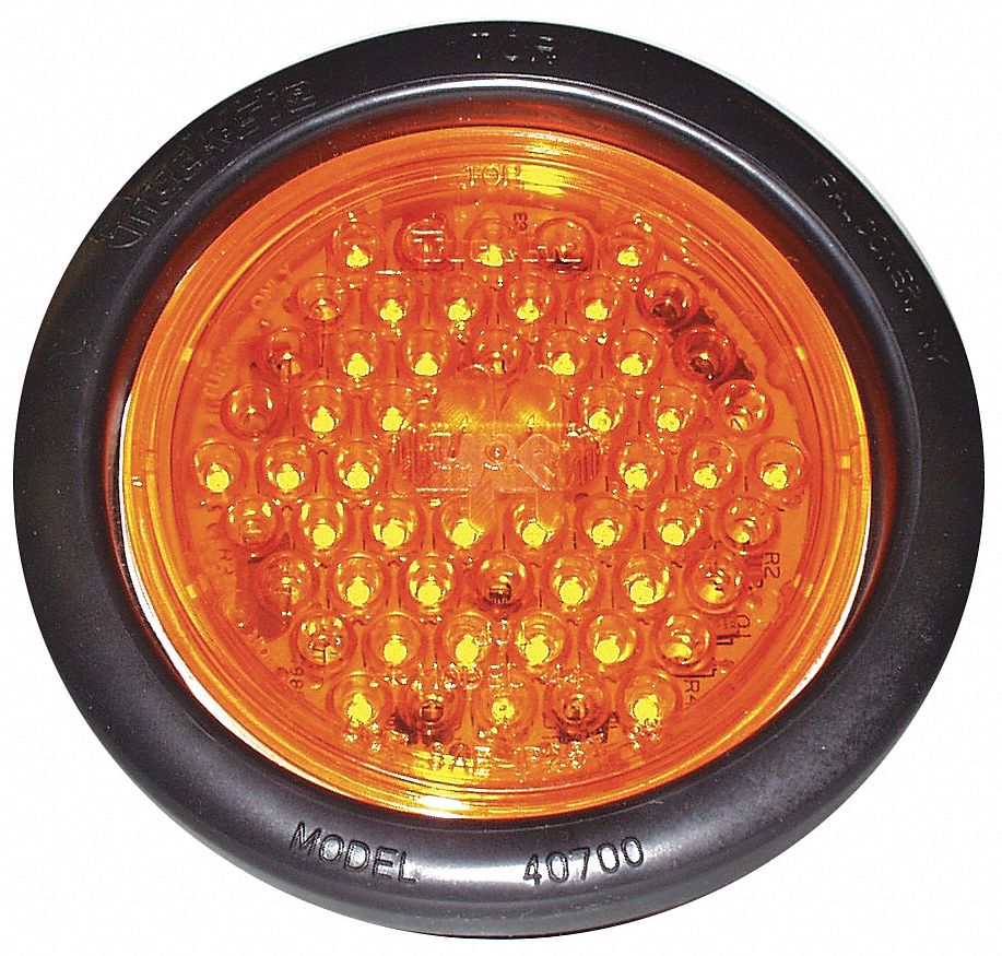 Strobe Light, LED, Amber, Round, 5-1/2 Dia