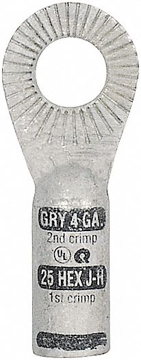 Ring Terminal, Bare, 4 AWG, PK10
