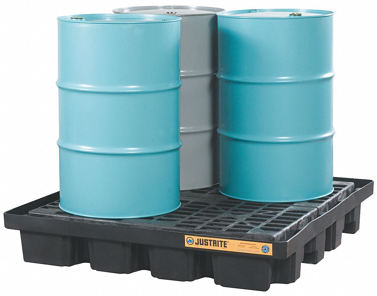 Drum Spill Cntnmnt Pallet, 4 Drum, 5k lb.