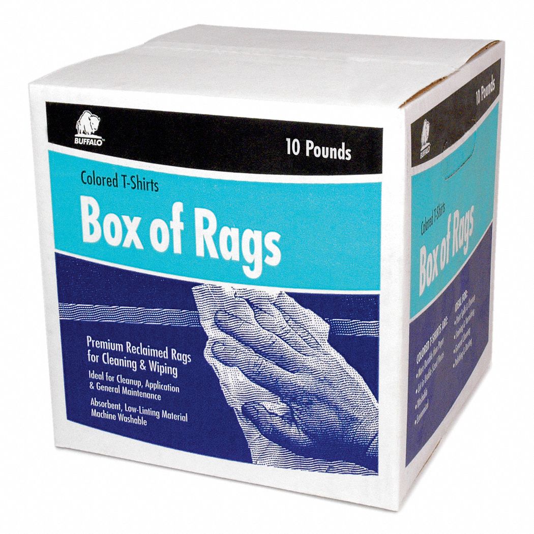 Cloth Rag, Rcycld CottnT-shirt, 10 lb.Box