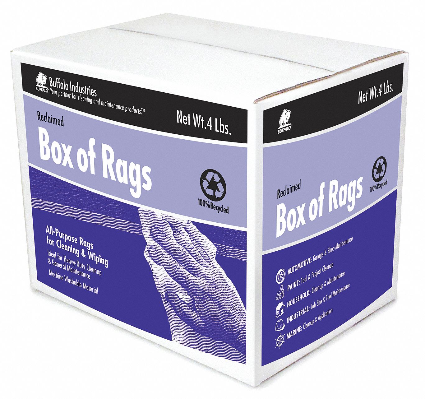 Cloth Rag, Rcycld Cottn Sweats, 4 lb.Box