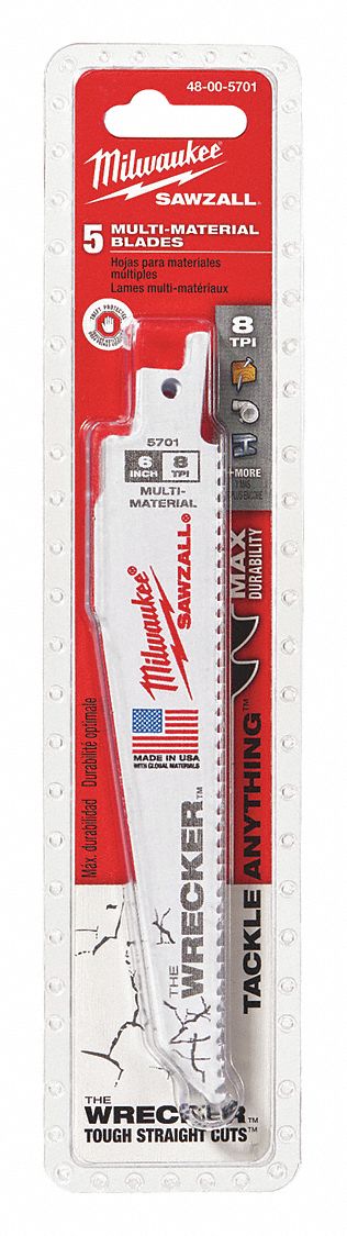 Reciprocating Saw Blade, Bi-Metal, PK 5