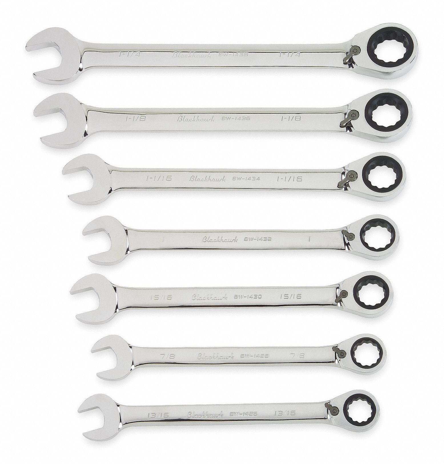 Reversible Wrench Set, SAE, 7 PC