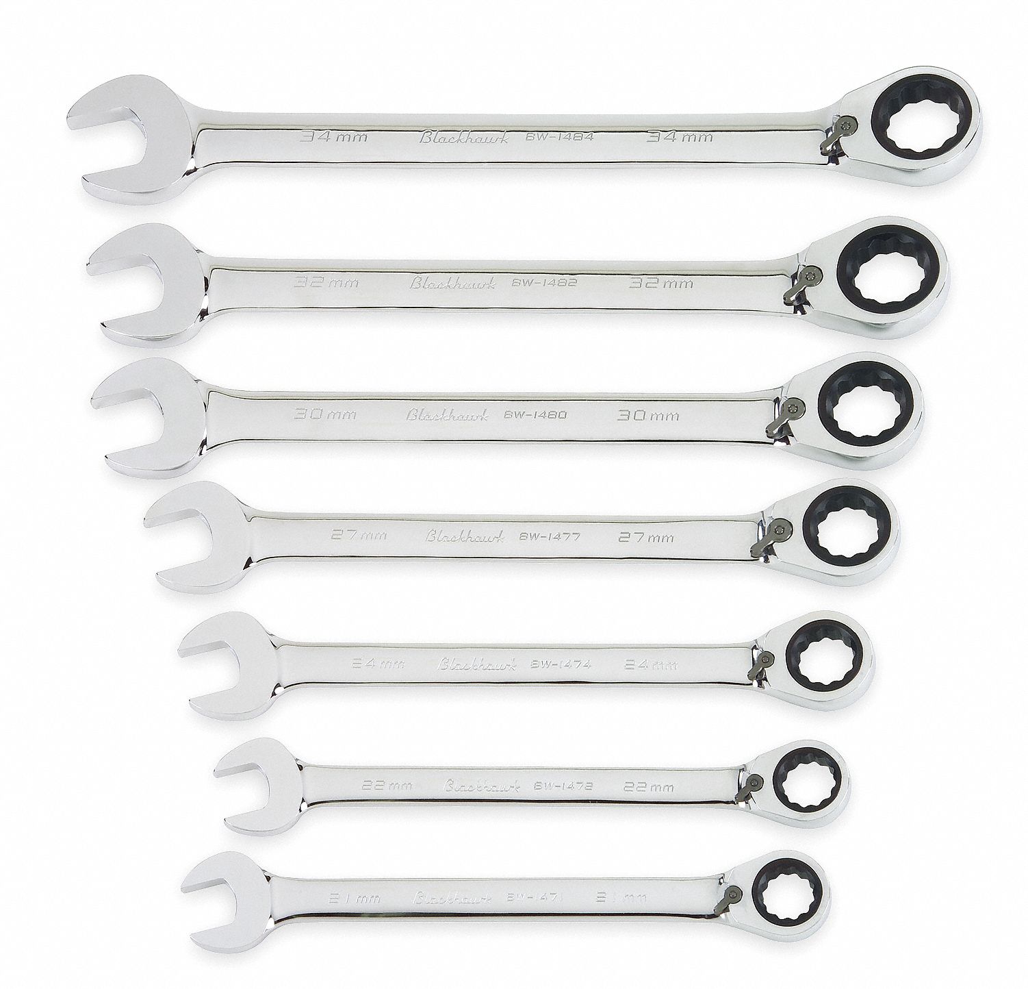 Reversible Wrench Set, Metric, 7 PC
