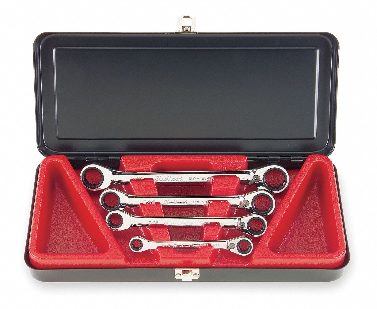 Reversible Wrench Set, SAE, 4 PC