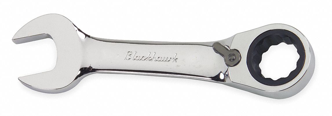 Ratcheting Combo Wrench, 3/8 in., Stubby