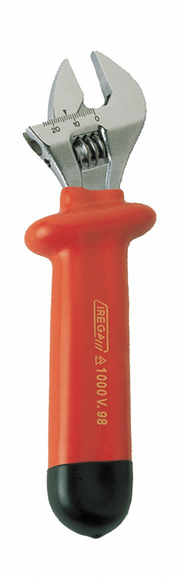 Insulated Adj Wrench, 10 in., Red/Black