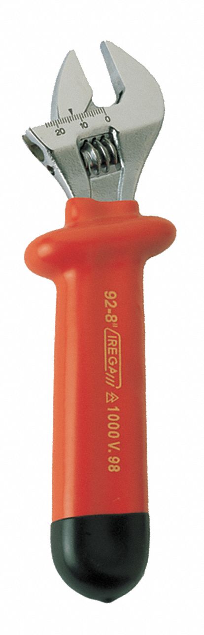 Insulated Adj Wrench, 8 in., Red/Black